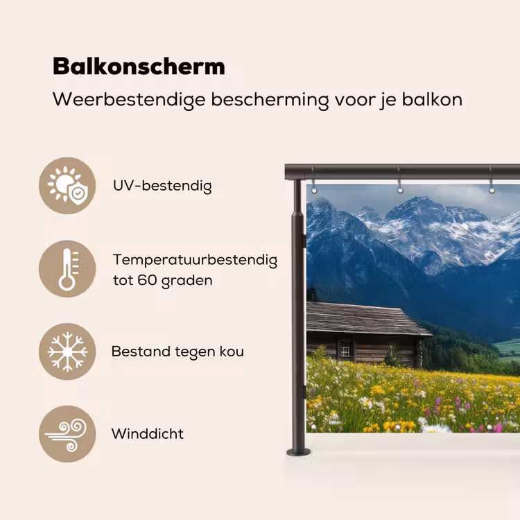 Balkonscherm - Alpen - Weide - Bergen - Koeien — 3