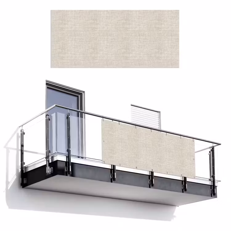 Balkonscherm - Linnen - Textuur - Beige — 1