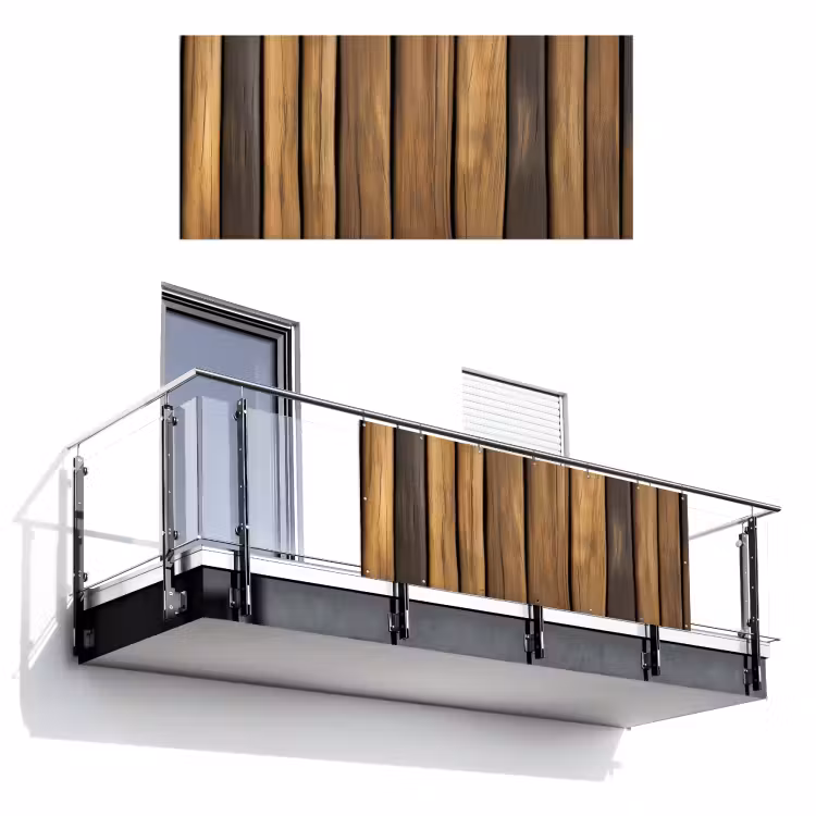 Balkonscherm - Hout - Planken - Natuurtinten — 1