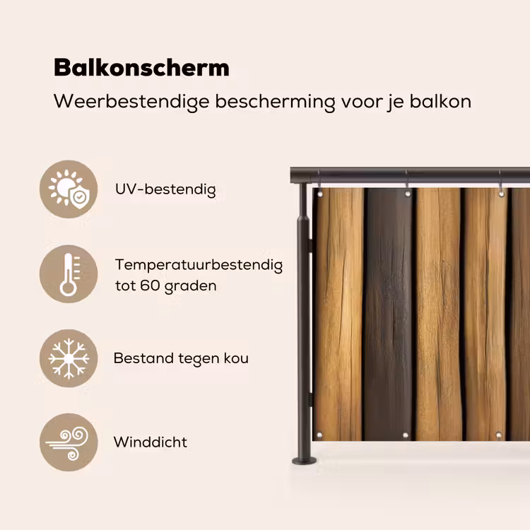 Balkonscherm - Hout - Planken - Natuurtinten — 3