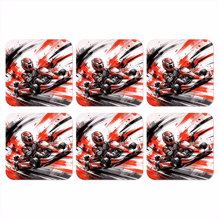 Onderzetter​ - Kart - Coureur - Snelheid - Rood — 1