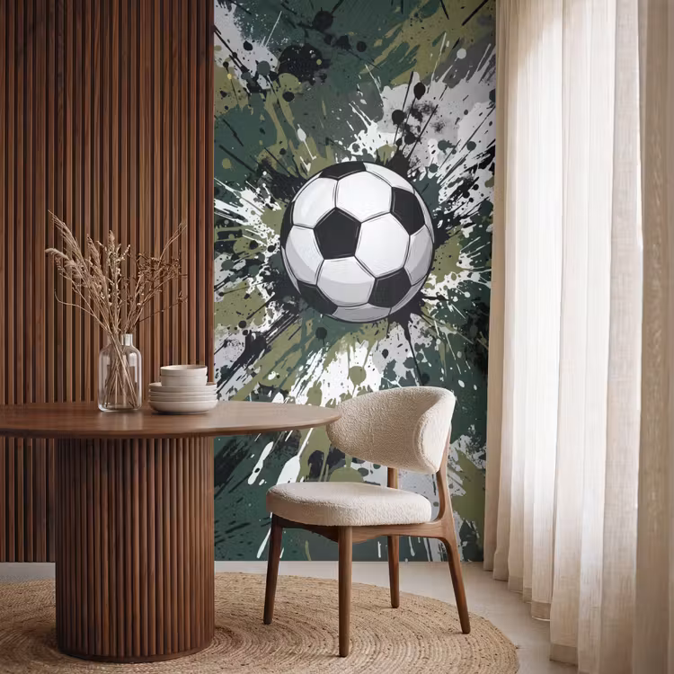 Behang - Voetbal - Verf - Spetters - Groen — 4