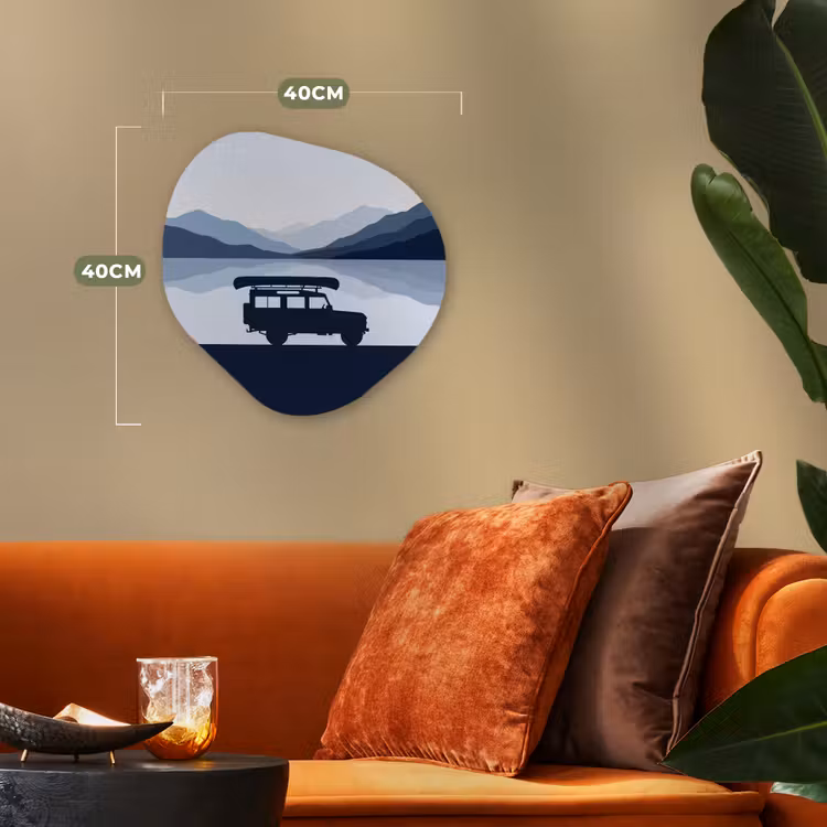 Organisch schilderij - Forex - Auto - Meer - Bergen - Blauw — 4