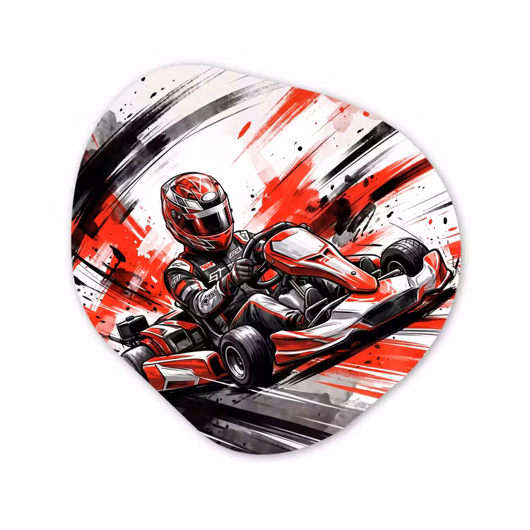 Organisch schilderij - Forex - Kart - Coureur - Snelheid - Rood — 1