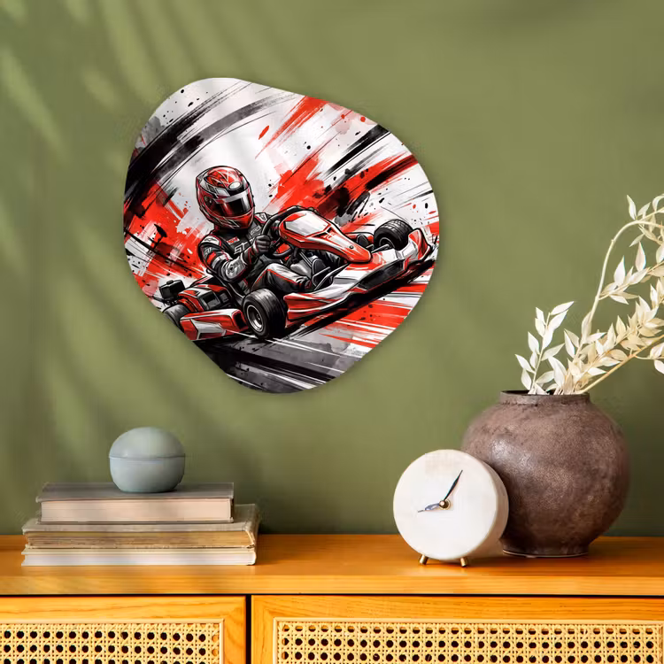 Organisch schilderij - Forex - Kart - Coureur - Snelheid - Rood — 2