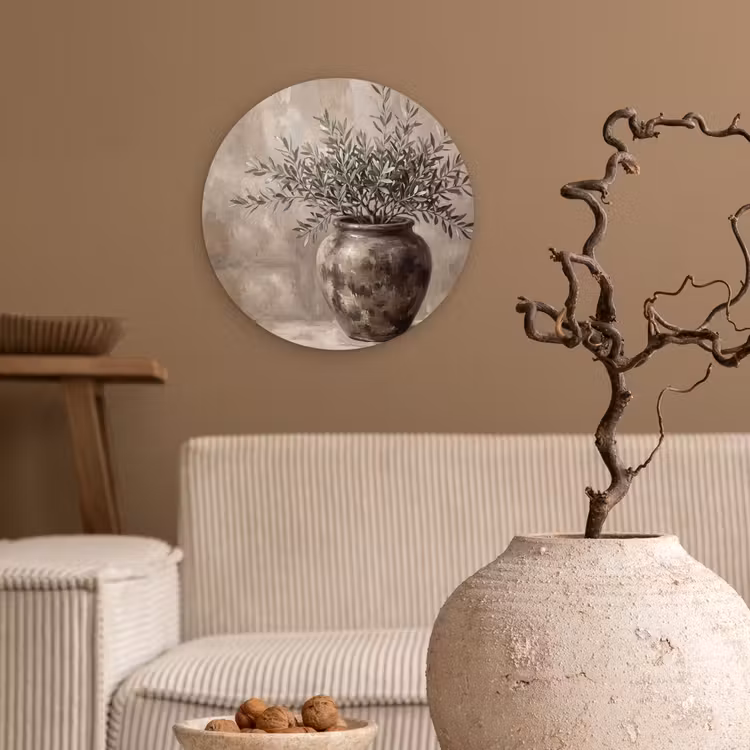 Muurcirkel - Olijfplant - Aardenpot - Abstract - Beige — 2