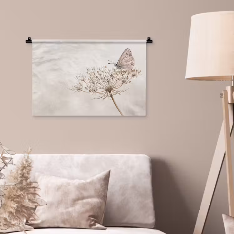 Wandkleed - Vlinder - Bloem -Natuur - Beige — 2