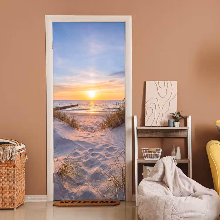 Deursticker - Strand - Zonsondergang - Natuur - Landschap — 2