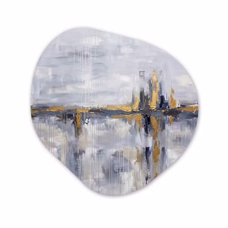 Organisch schilderij - Forex - Abstract - Structuur - Goud - Grijs - Modern — 1