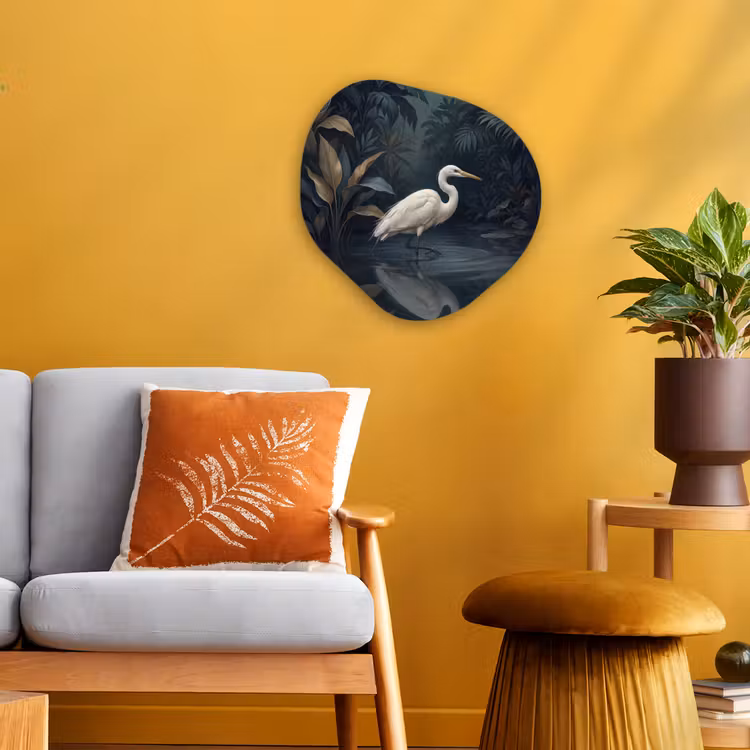 Organisch schilderij - Forex - Reiger - Water - Natuur - Modern - Wit — 3