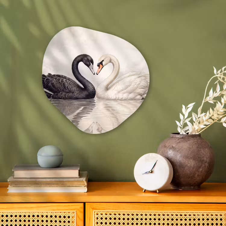Organisch schilderij - Forex - Zwanen - Hartvorm - Dieren — 2