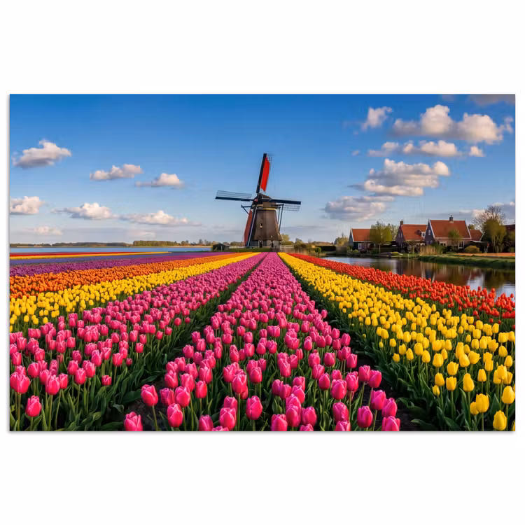 Poster - Tulpen - Holland - Molen - Kleurrijk — 1