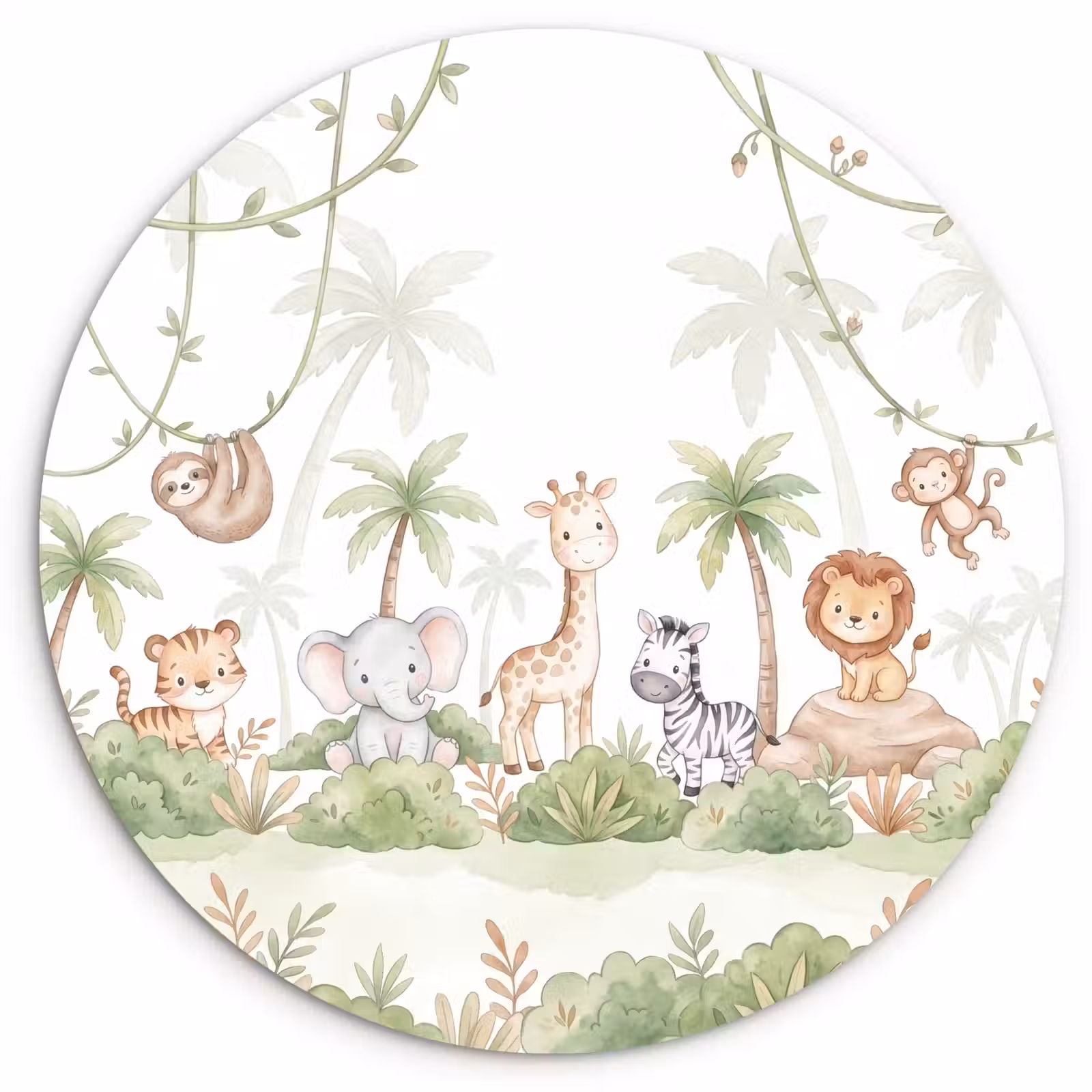 Muurcirkel - Dieren - Jungle - Pastel — 1