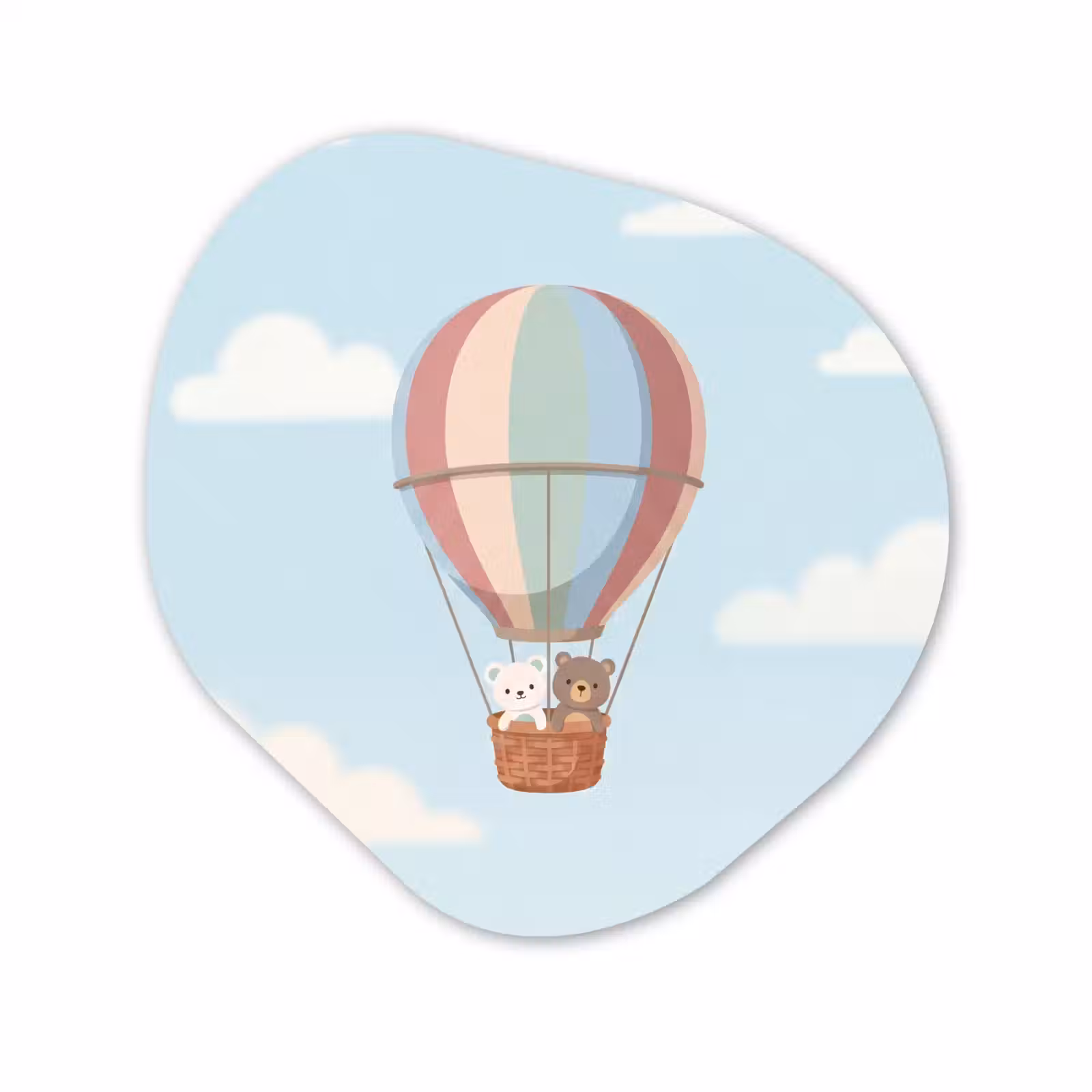 Organisch schilderij - Forex - Luchtballon - Beren - Pastel — 1