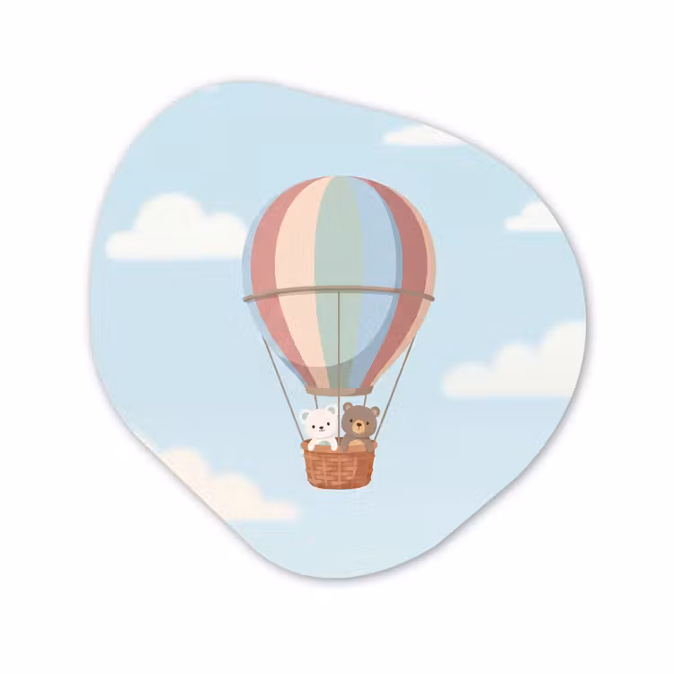 Organisch schilderij - Forex - Luchtballon - Beren - Pastel — 1