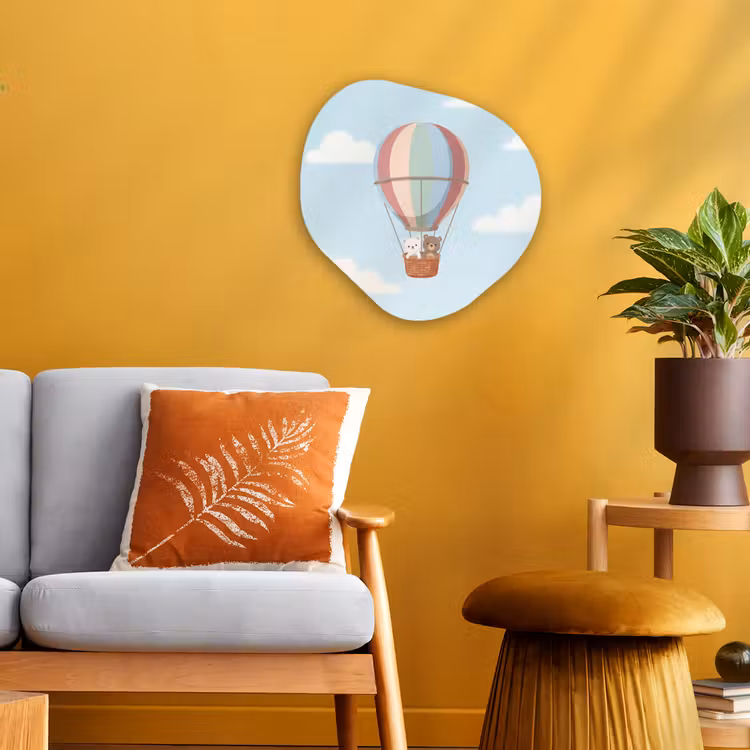 Organisch schilderij - Forex - Luchtballon - Beren - Pastel — 3
