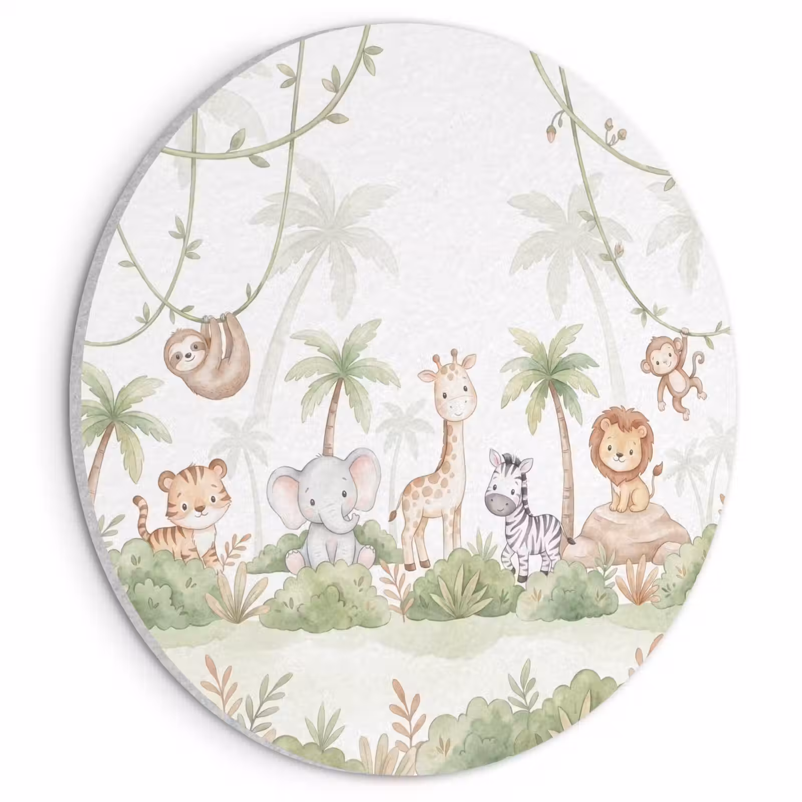 Akoestisch schilderij rond - Dieren - Jungle - Pastel — 1