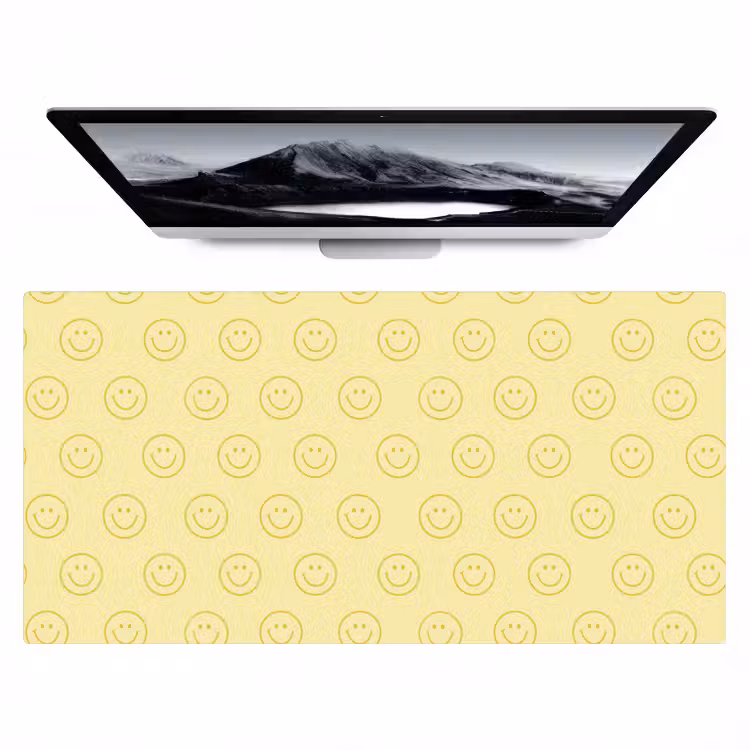 Bureau onderlegger - Smileys - Patroon - Retro - Zachtgeel — 1