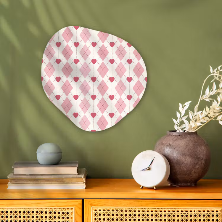 Organisch schilderij - Forex - Ruiten - Klassiek - Roze - Wit — 2