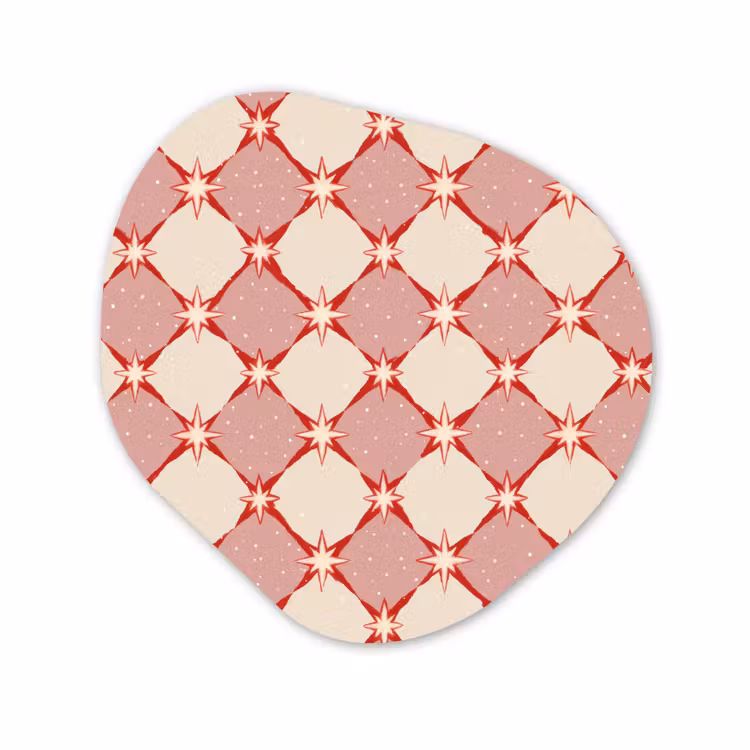 Organisch schilderij - Forex - Ruiten - Sterren - Vintage - Oudroze - Rood — 1