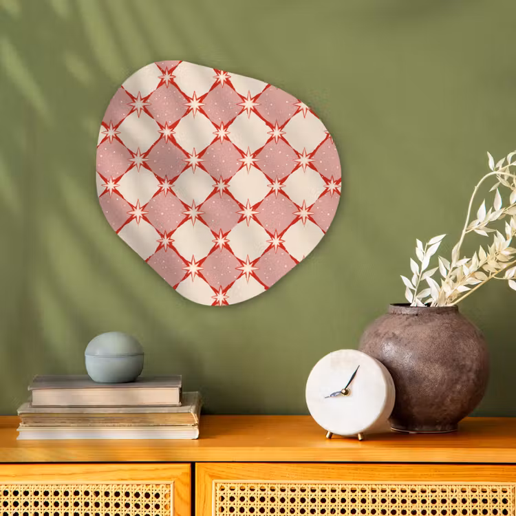 Organisch schilderij - Forex - Ruiten - Sterren - Vintage - Oudroze - Rood — 2