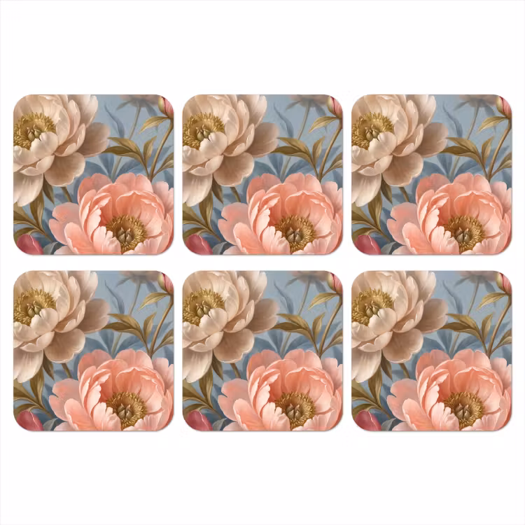 Onderzetter​ - Bloemen - Roze - Beige - Modern - Natuur — 1