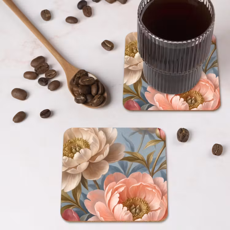 Onderzetter​ - Bloemen - Roze - Beige - Modern - Natuur — 4