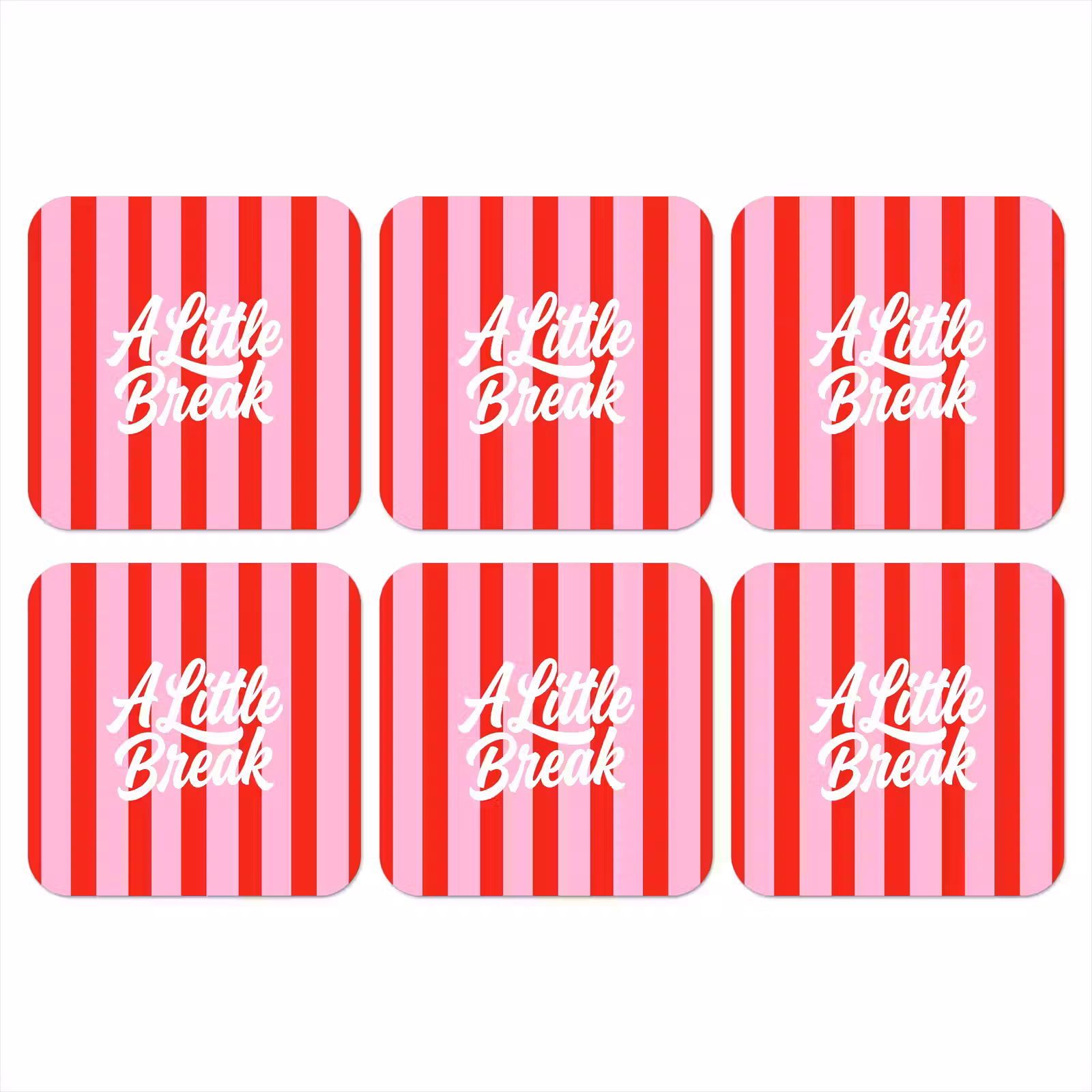 Onderzetter​ - A Little Break - Strepen - Rood - Roze — 1