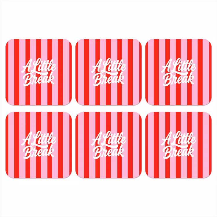 Onderzetter​ - A Little Break - Strepen - Rood - Roze — 1