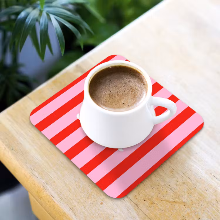Onderzetter​ - A Little Break - Strepen - Rood - Roze — 2