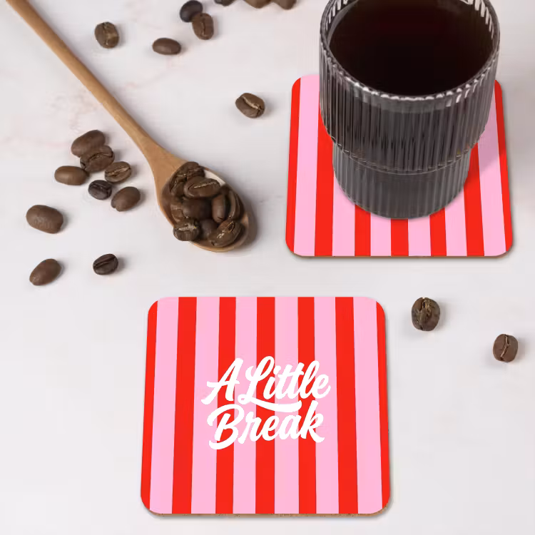 Onderzetter​ - A Little Break - Strepen - Rood - Roze — 4