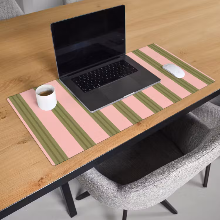 Bureau onderlegger - Patroon - Strepen - Abstract - Roze - Groen — 3