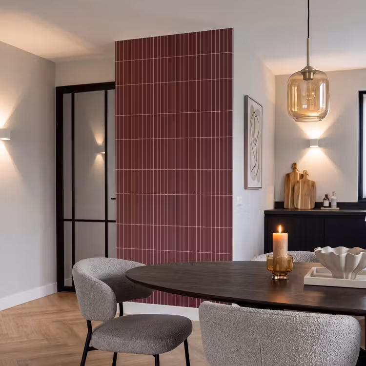 Behang - Lijnen - Patroon - Bordeaux — 5