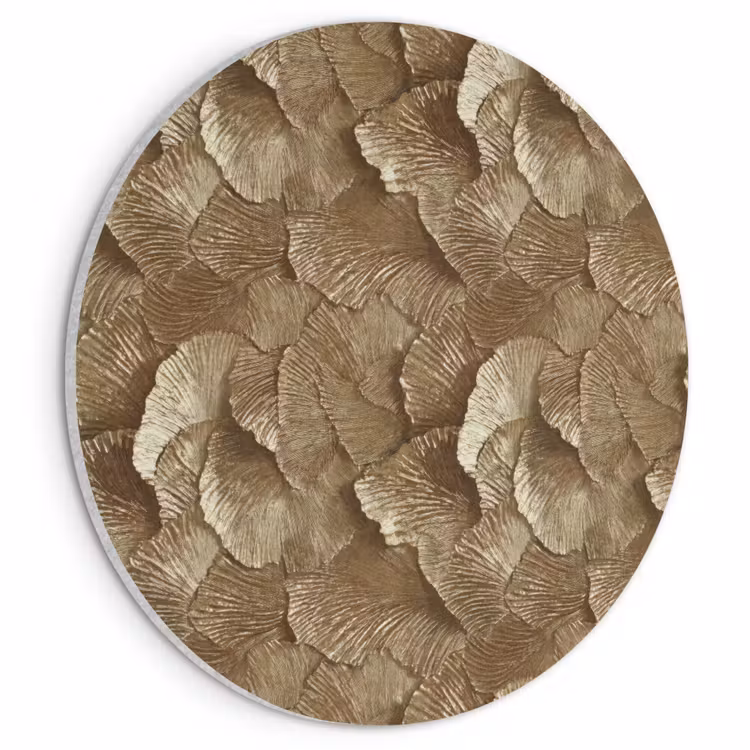 Akoestisch schilderij rond - Organisch - Patroon - Bladeren - Goud — 1