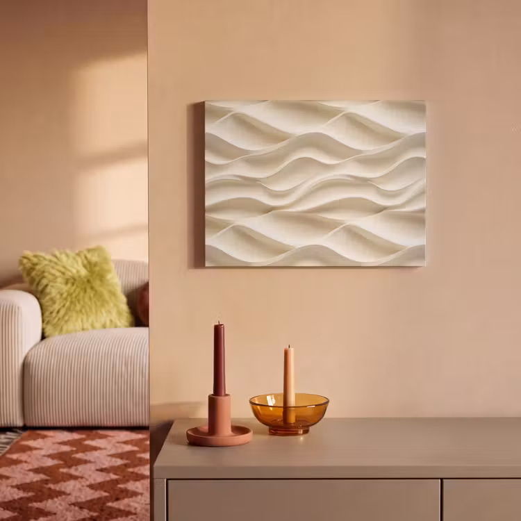Akoestisch schilderij - Lijnen - Golvend - Crème — 2