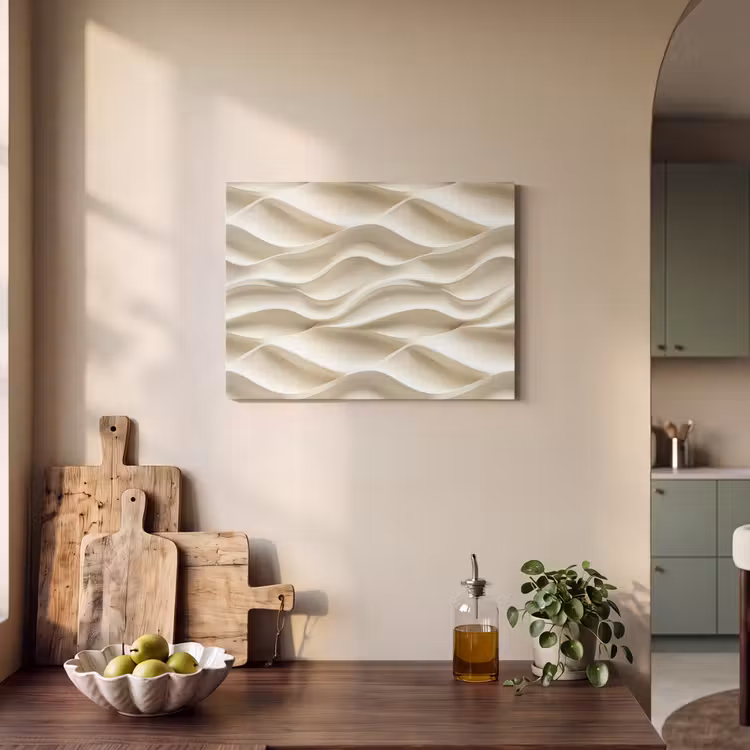 Akoestisch schilderij - Lijnen - Golvend - Crème — 3