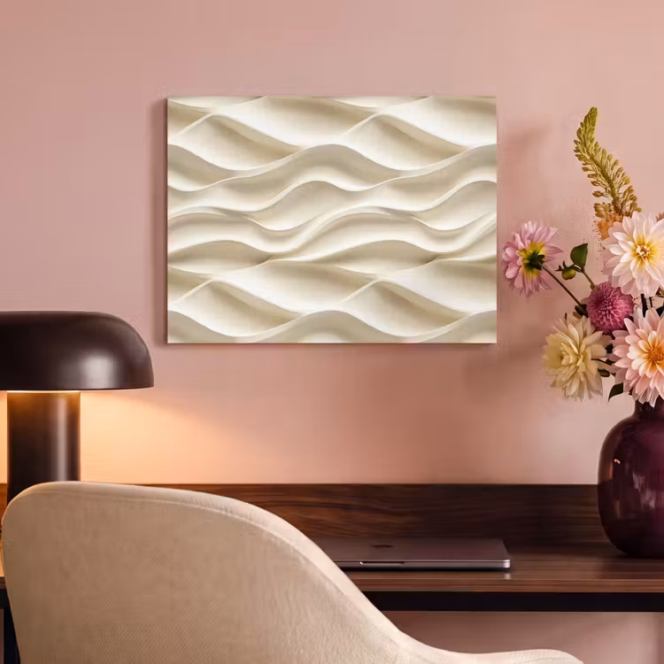 Akoestisch schilderij - Lijnen - Golvend - Crème — 4