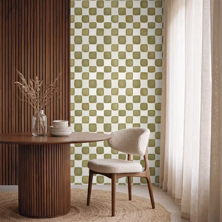 Behang - Schaak - Patroon - Groen — 4