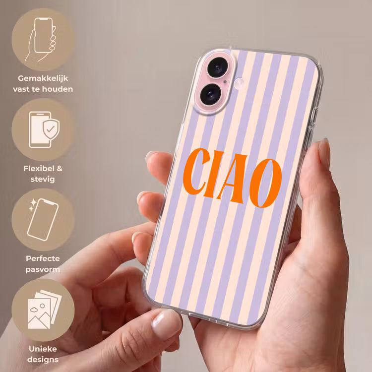 Telefoonhoesje - Ciao - Quote - Pastel - Strepen — 4