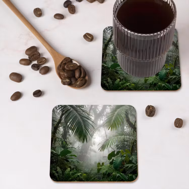 Onderzetter​ - Natuur - Jungle - Mist - Tropisch - Groen — 4