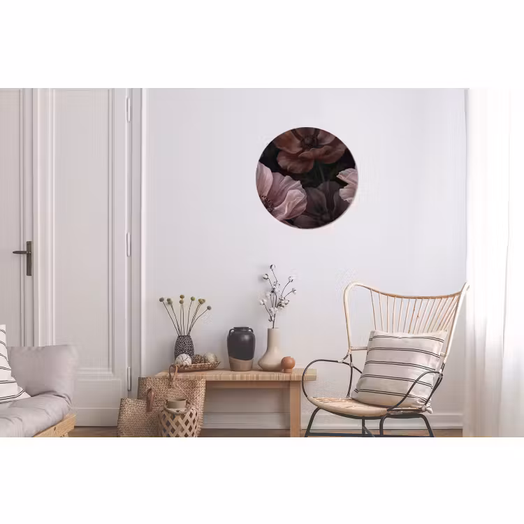 Wandcirkel - Aluminium - Bloemen - Natuur - Roze - Donker - Modern — 2