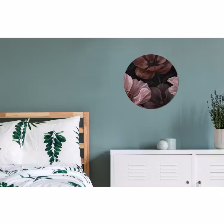 Wandcirkel - Aluminium - Bloemen - Natuur - Roze - Donker - Modern — 4