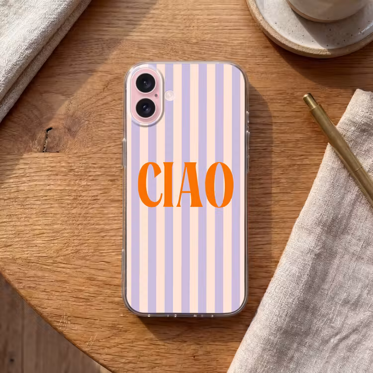 Telefoonhoesje - Ciao - Quote - Pastel - Strepen — 2