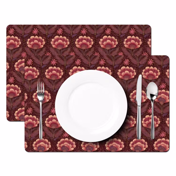 Placemat - 6 stuks - Bloemen - Waaier - Paars — 2