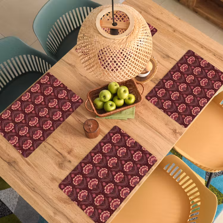 Placemat - 6 stuks - Bloemen - Waaier - Paars — 4