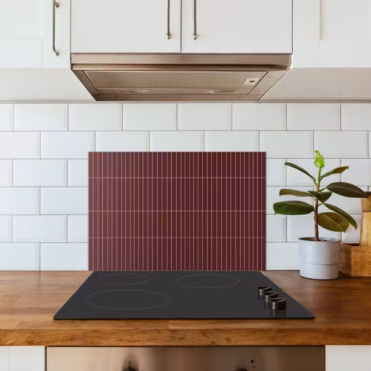 Spatscherm keuken - Lijnen - Patroon - Bordeaux — 6