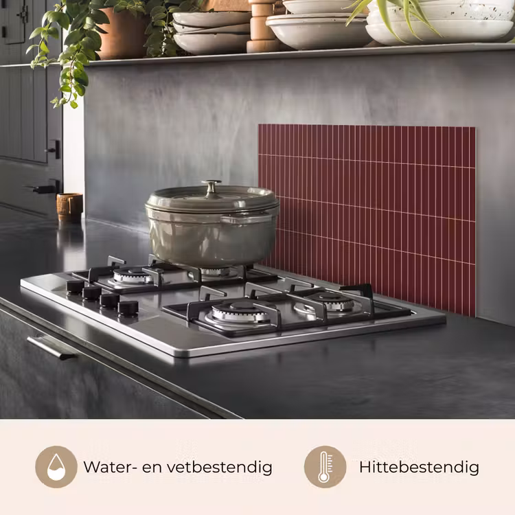 Spatscherm keuken - Lijnen - Patroon - Bordeaux — 7
