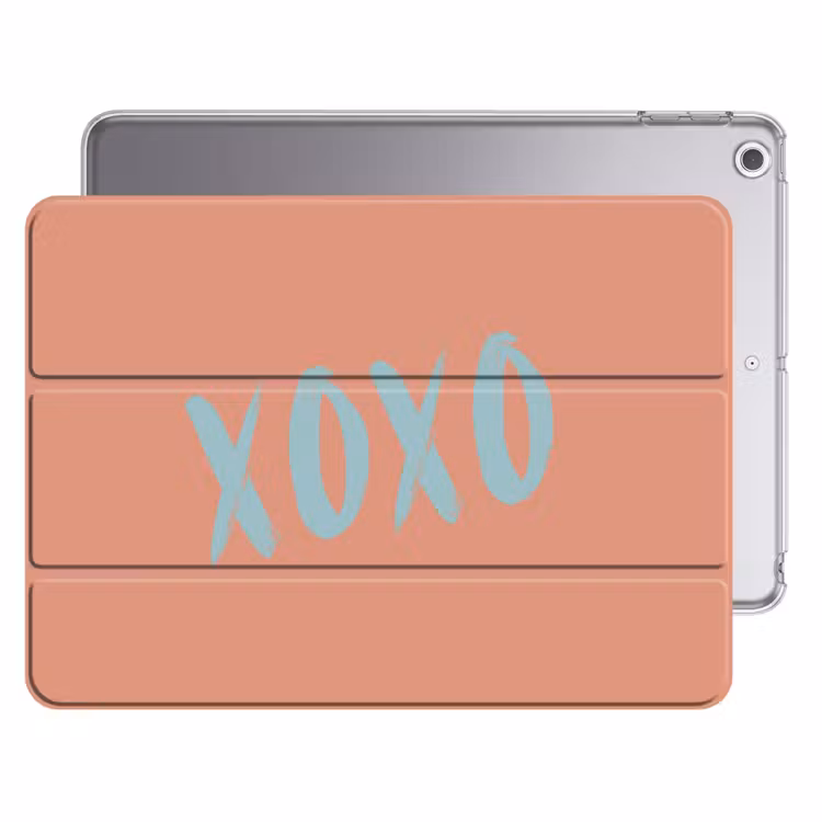 iPad hoes - XOXO - Blauw - Perzikkleur — 1