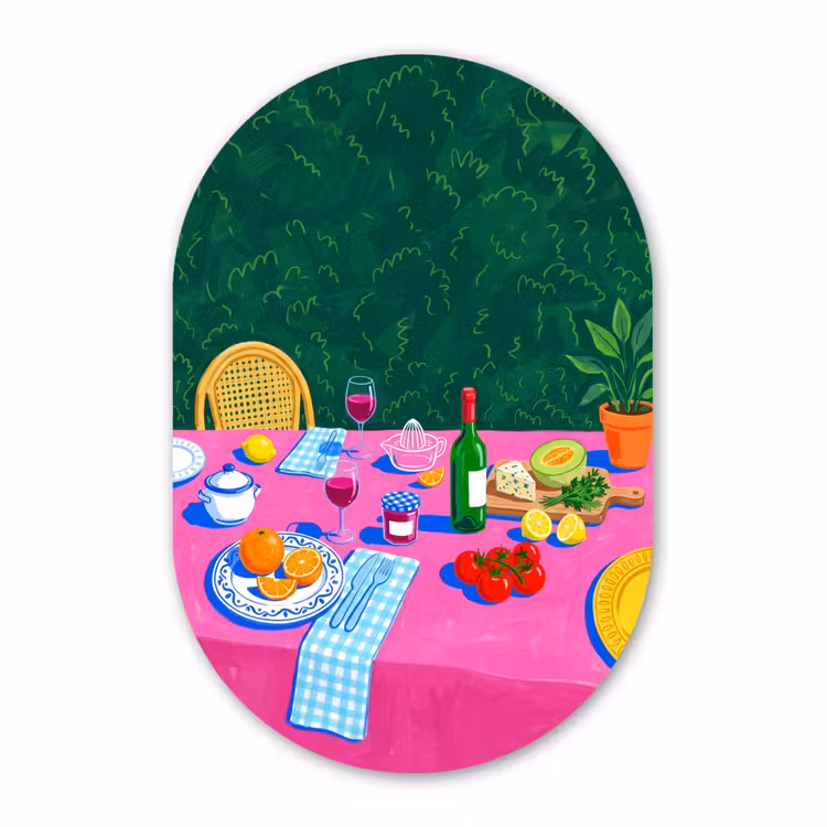 Muurovaal aluminium - Eten - Tafel - Illustratie — 1