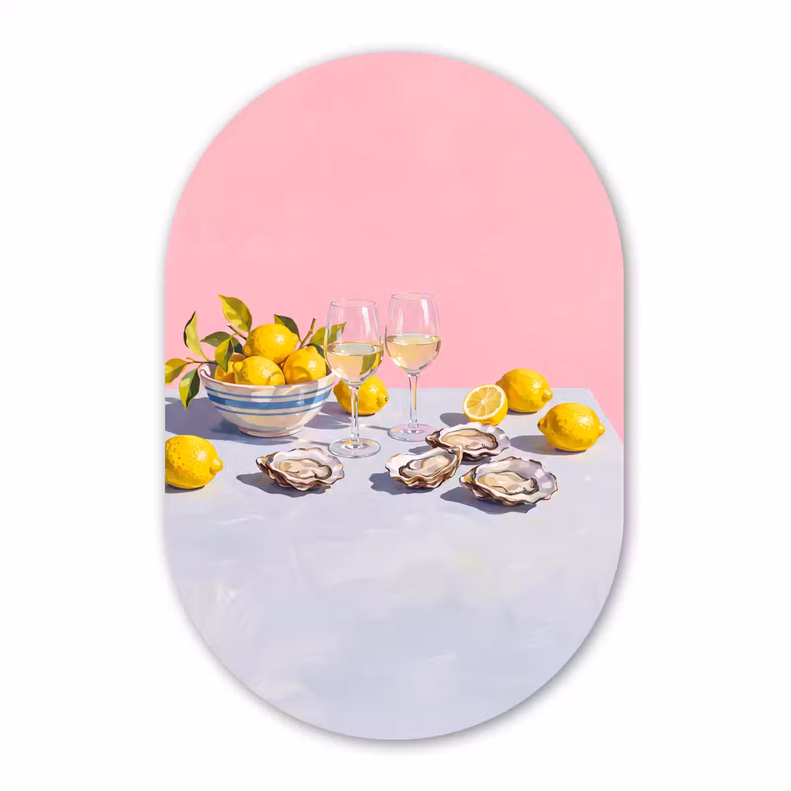 Muurovaal aluminium - Citroen - Wijn - Eten — 1